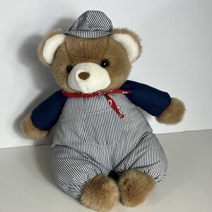 Vintage Fairway Mfg Co Plush Teddy Bear Railroad Engineer 14”